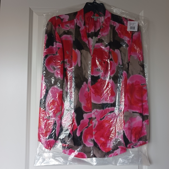NIC+ZOE Pink and Brown Floral Blouse - Picture 1 of 4